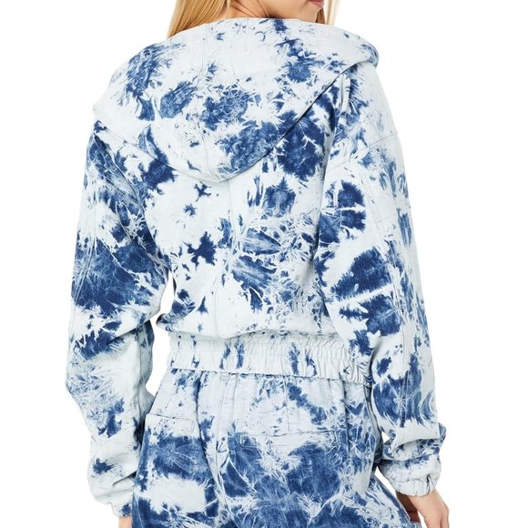 Blank NYC Indigo Tie-Dye Knit Denim Hooded Jacket NWT - Picture 2 of 3